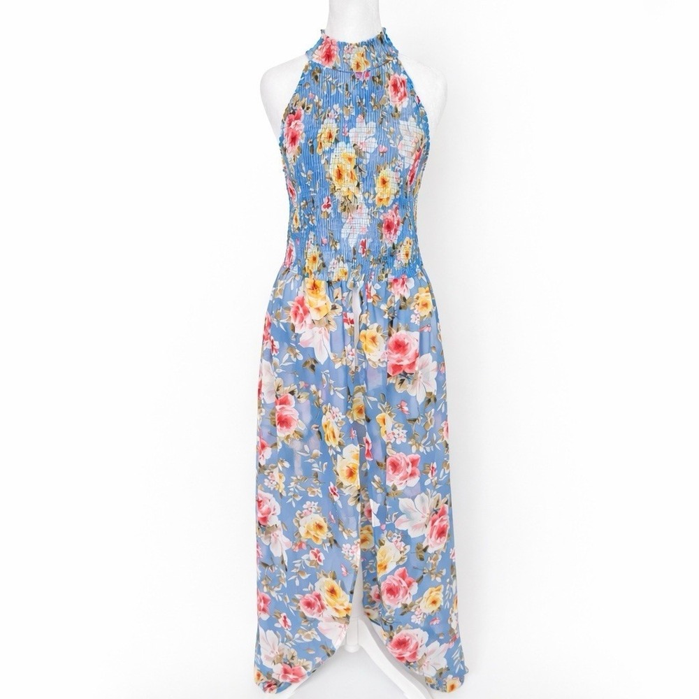 VENUS Sheer Overlay Open Maxi Dress Vacation Holiday Boho Beach Cottagecore Sz M
